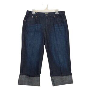 NWOT Izod Mid-Rise Cropped Cuffed Jeans Faded Dark Wash 100% Cotton - 12